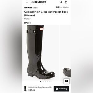 Hunter high gloss waterproof tall boots - black